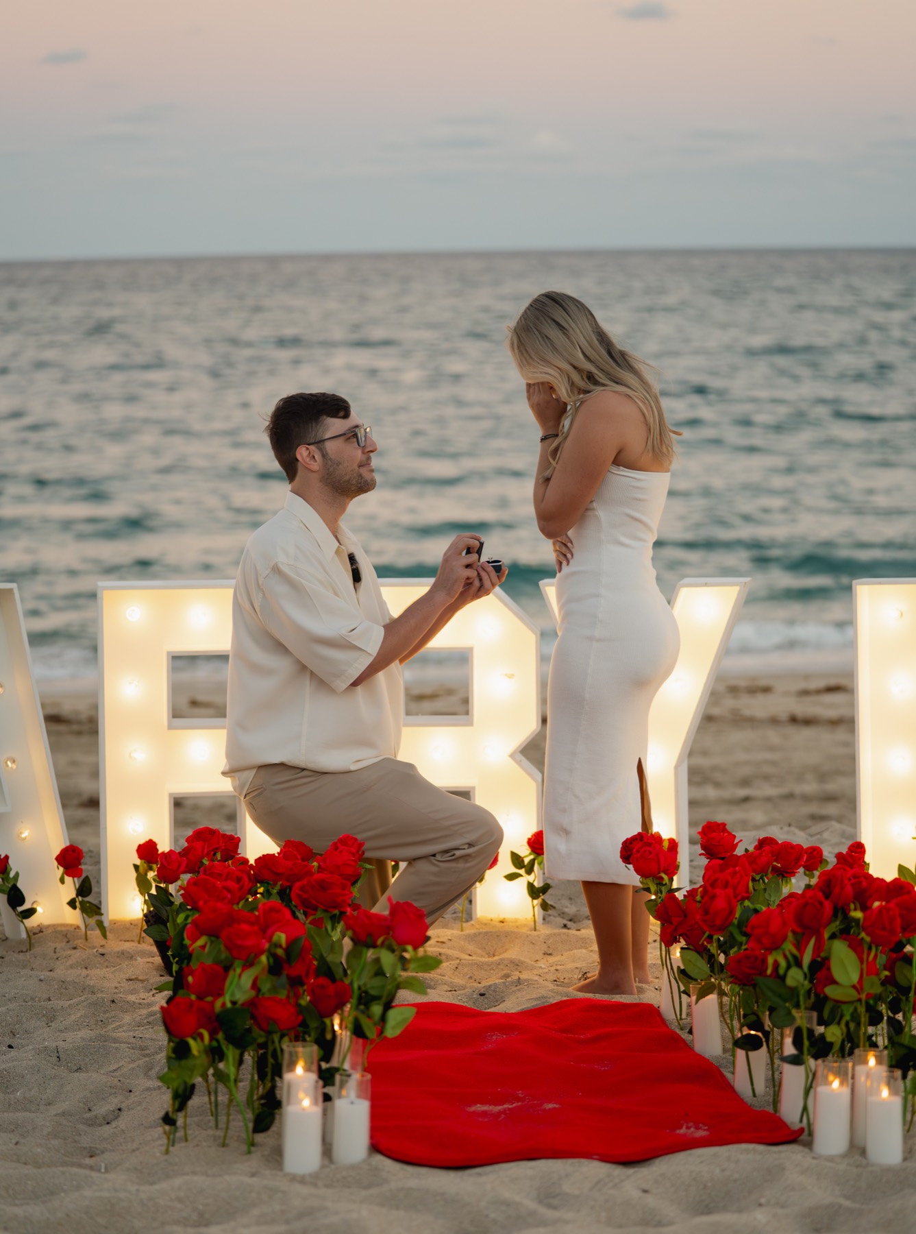 Beachfront marriage proposal